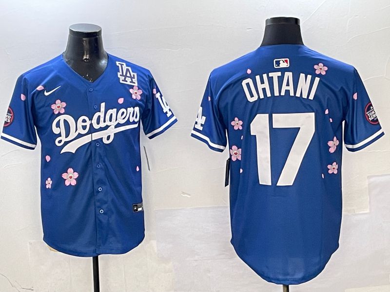 Men Los Angeles Dodgers 17 Ohtani Blue Sakura Edition 2025 Nike MLB Jersey style 6